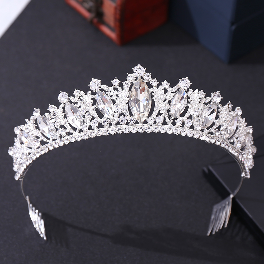 European and American bridal crown headdress alloy diamond crown wedding accessories hair comb wedding gifts cross-border hot sale