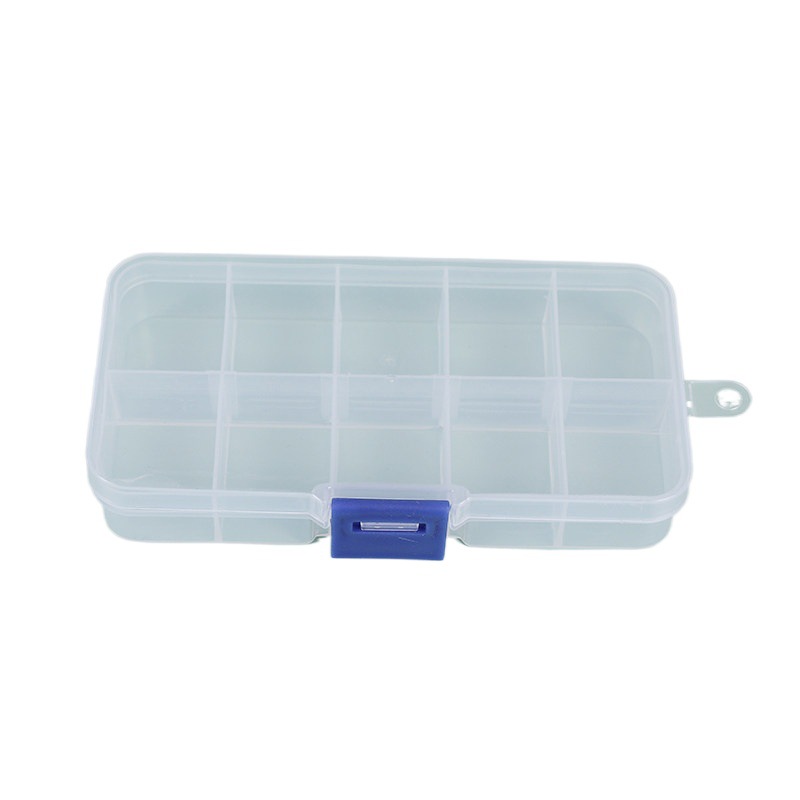 Plastic Box Transparent pp Box Fishing Gear Earrings Jewelry Fire Paint Seal Wax Grain Fixed 10-Box Storage Box