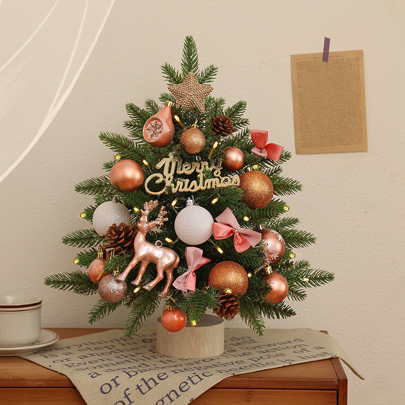 Christmas decoration new mini Christmas tree christmas tree desktop Christmas tree small with lights pe simulation