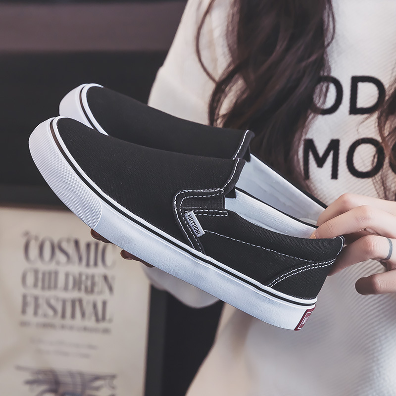 Women's Korean-style low-top canvas shoes 2024 spring versatile casual shoes slip-on slip-on shoes student cloth shoes