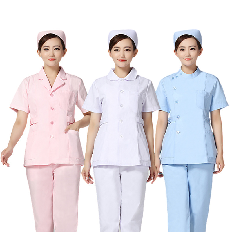 Nurses Long-sleeved Women's Slim-fit Split Suit Winter Two-piece Dentist Short-sleeved White Pink Work Clothes