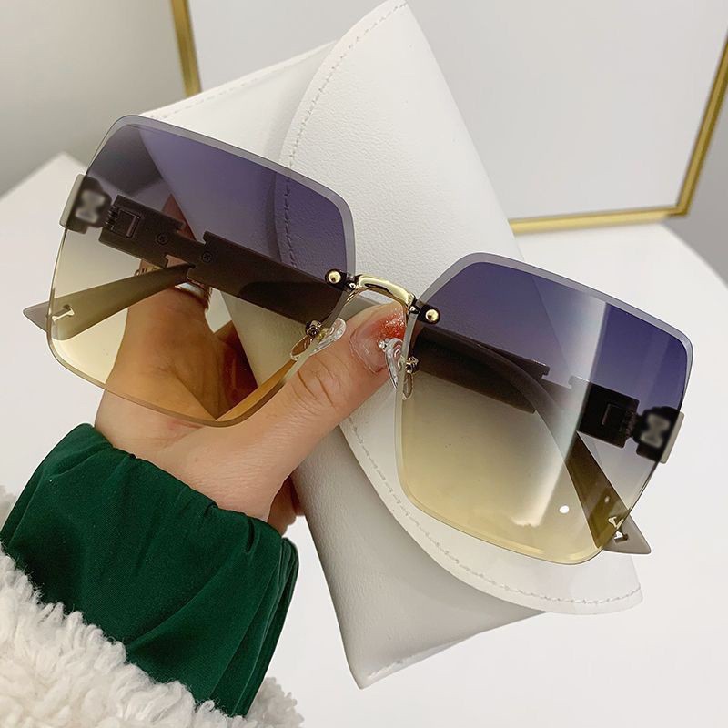 2699H sunglasses women's fashionable Emma large frame slimming glasses frameless cut edge fashion small Internet celebrity street shot sunglasses