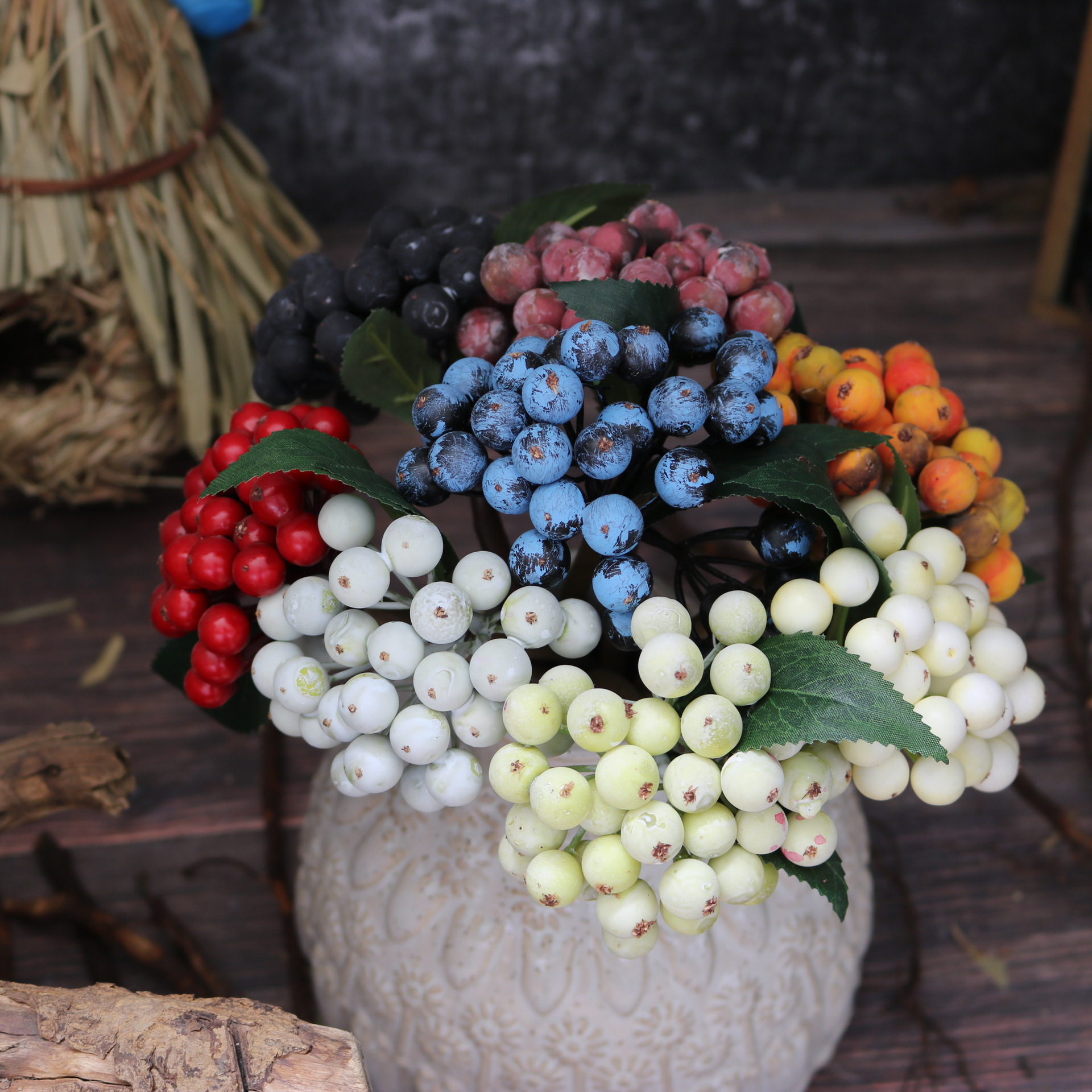 Simulation flowers small berries European living room ornaments Christmas decoration flower arrangement accessories simulation berries
