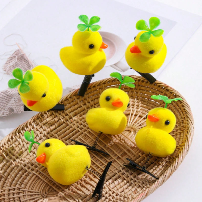 New Internet Celebrant Selling Cute Yellow Duck Hairpin Duck Headwear Children's Three-dimensional Spring Headwear Toy Stall Gift Love_voghion.com