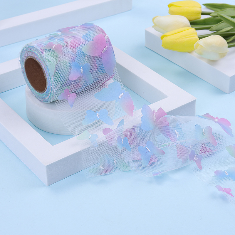 6cm/8cm/10cm/12cm * 10 code color three-dimensional embroidery butterfly doll yarn diy hair accessories material ribbon