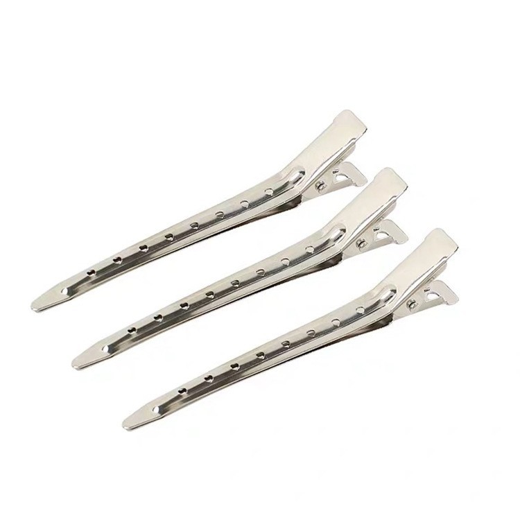 Hair Salon bridal shape 9cm8 hole hairpin metal duckbill clip barber shop hairstyle positioning clip electroplating pointed clip