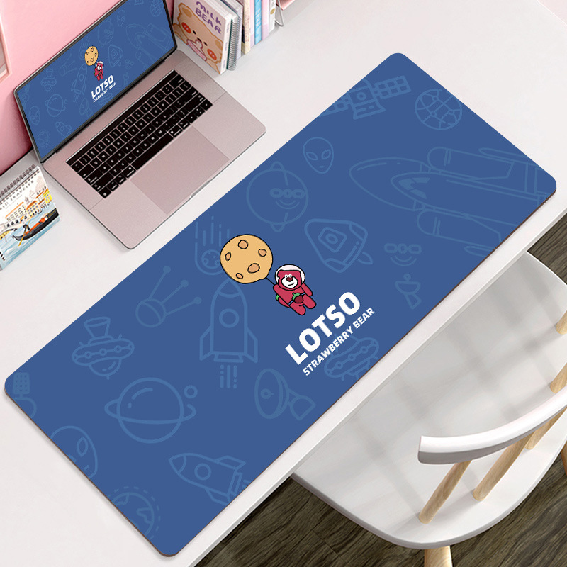 Cartoon Mouse Pad Creative Strawberry Bear Mouse Pad Oversized Mouse Pad Strawberry Bear Cute Large Girl Mind Learning