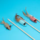 Pet Supplies Interactive Self-Hi Wooden Cat Tease Pole Cat Feather Bell Mouse Toy Detoxification Wooden Pole Cat Tease