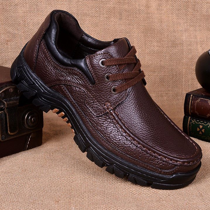 Cross-Border Men's shoes business casual leather shoes men's soft bottom non-slip platform dad shoes versatile middle-aged and elderly large size shoes