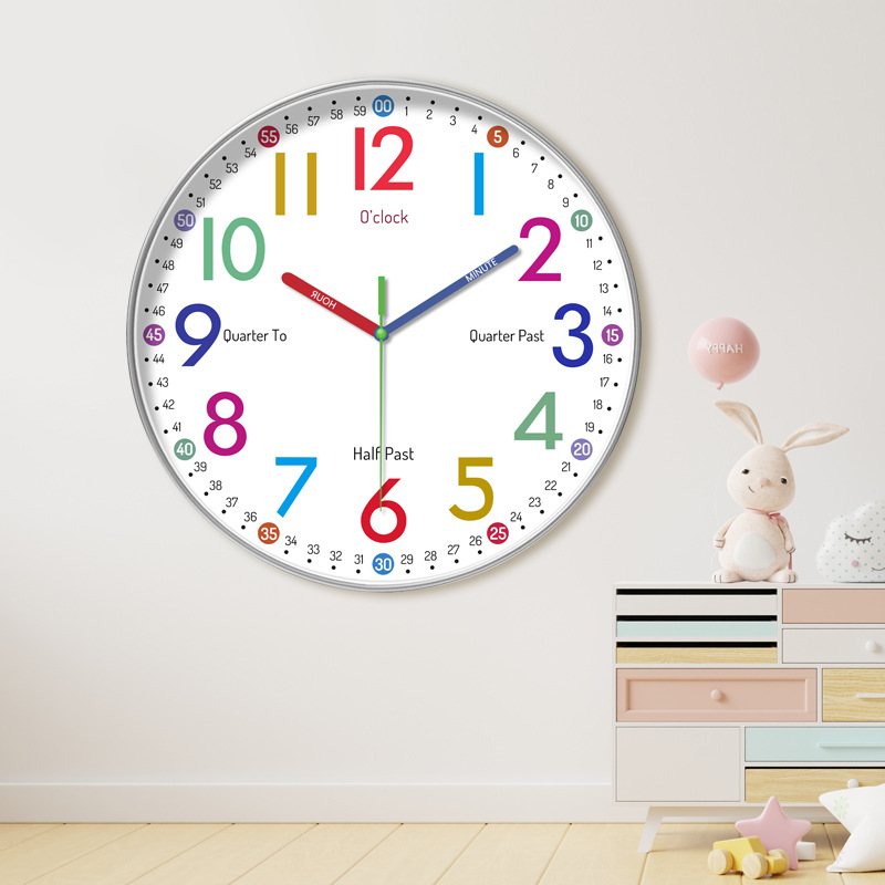 [10 inches 25cm] cross-border fun early teaching number mute wall clock home living room children's room decorative clock