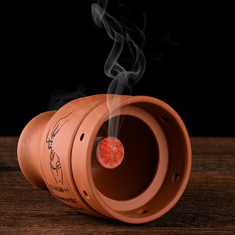 Zisha Moxibustion Pot Ceramic Double-layer Heat Insulated Moxibustion Cup Moxibustion Scraping Multifunctional Ceramic Pot Moxibustion Pot