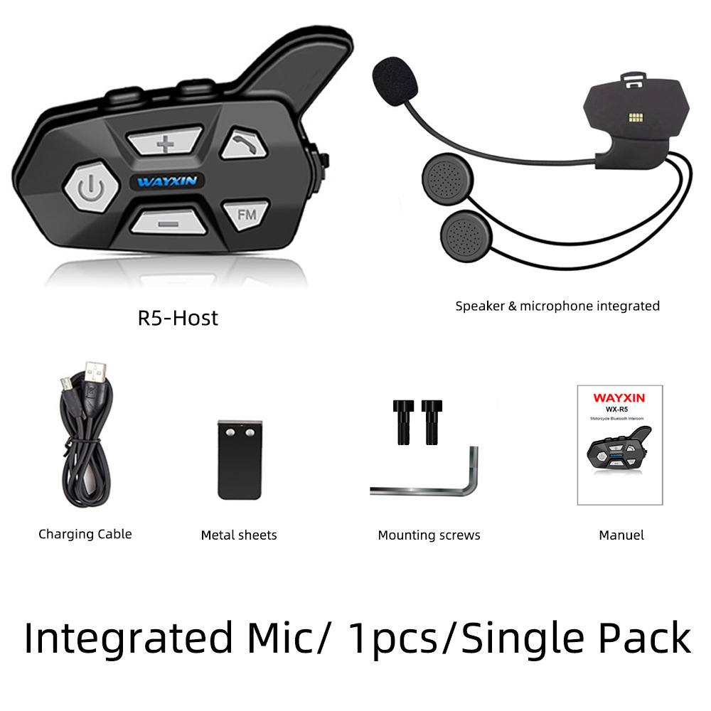 Interfon Bluetooth pentru cască de motocicletă WAYXIN R5, căști Bluetooth, căști pentru motocicletă_voghion.com