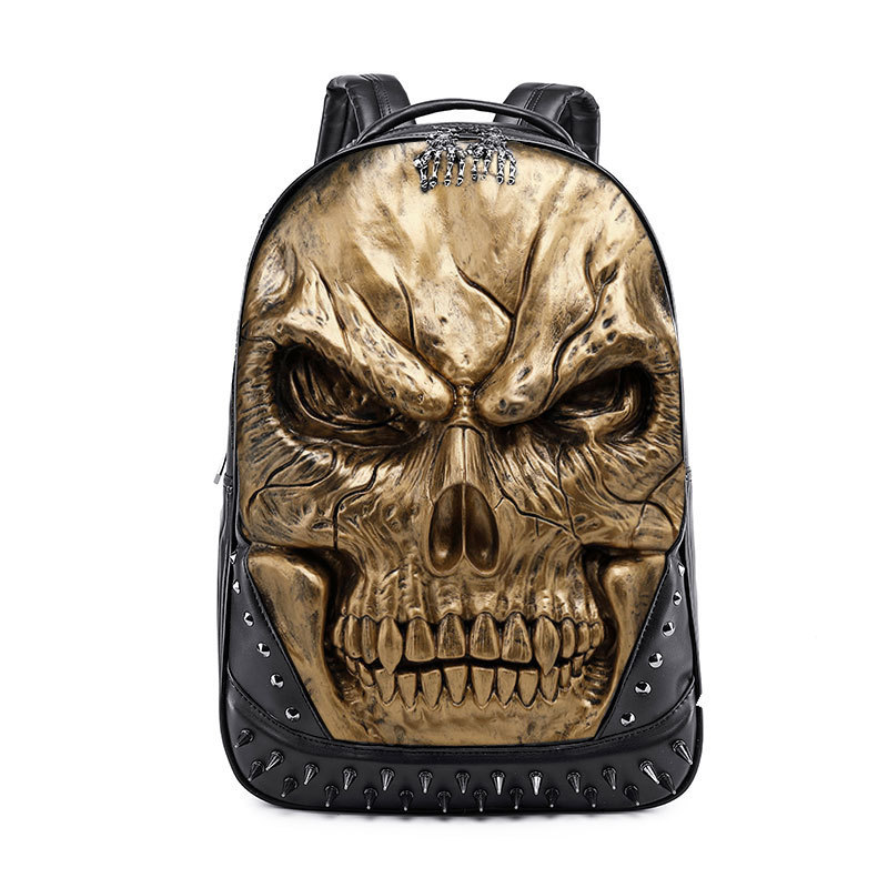 European and American grimace men's shoulder bag fashion three-dimensional relief skull bag Street trend characteristic shoulder bag backpack