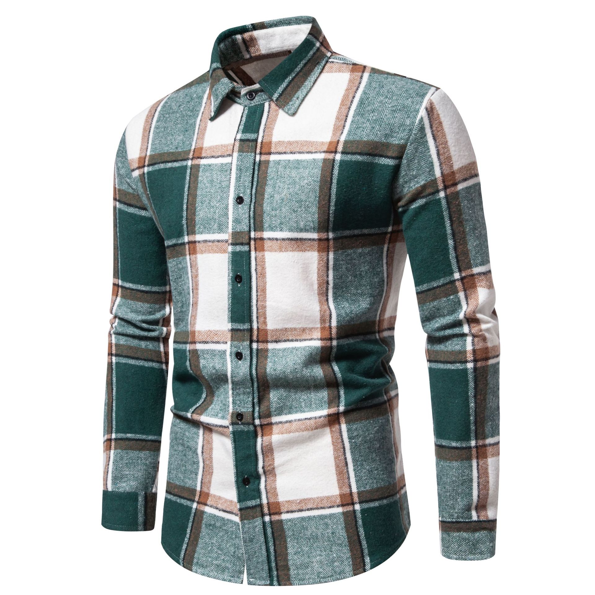 Cross-border 2024 Autumn and Winter New Men's Plaid Loose Casual Long Sleeve Shirt Thickened Shirt Amazon European Size