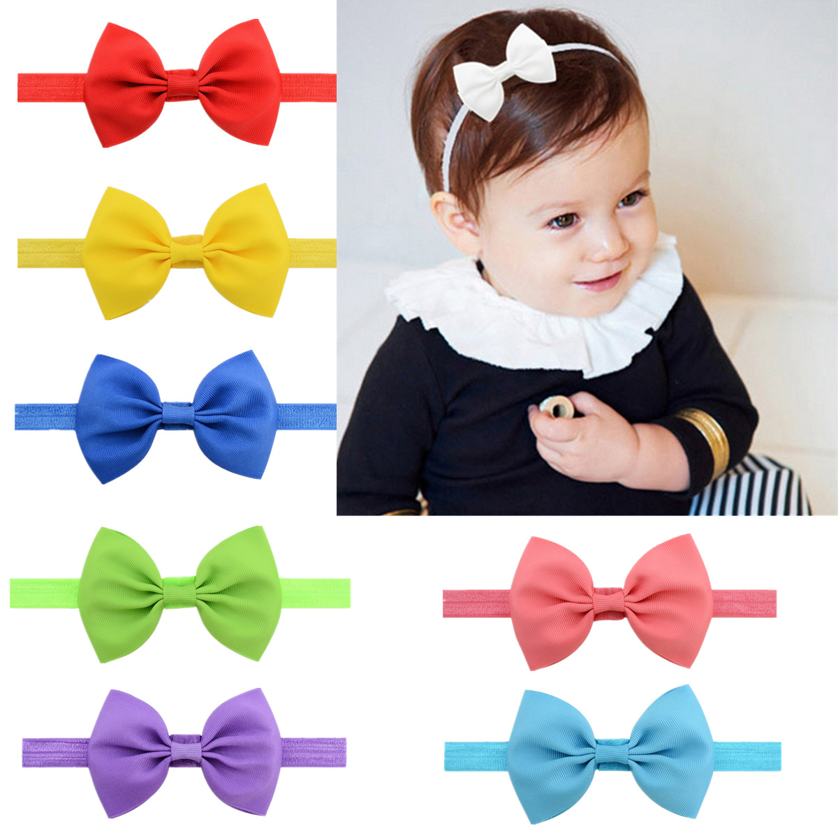 European and American children's hair accessories candy color bow hair band headband foreign trade rib band headband hair accessories manufacturer 075