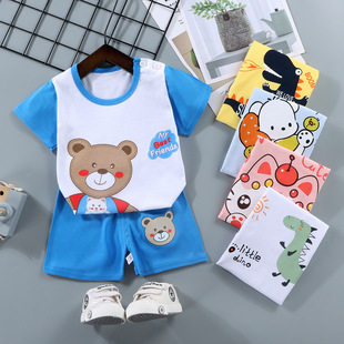Children's short sleeve suit cotton boys T-shirt baby summer children's clothing girls shorts baby clothes summer wholesale
