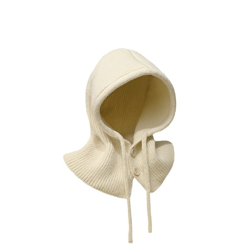 South Korea balaclava hat women's winter warm hat scarf integrated couple's ear protection wool knitted hat