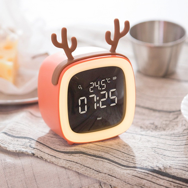 Adorable cartoon TV alarm clock children snooze LED electronic clock USB charging student alarm clock lazy clock