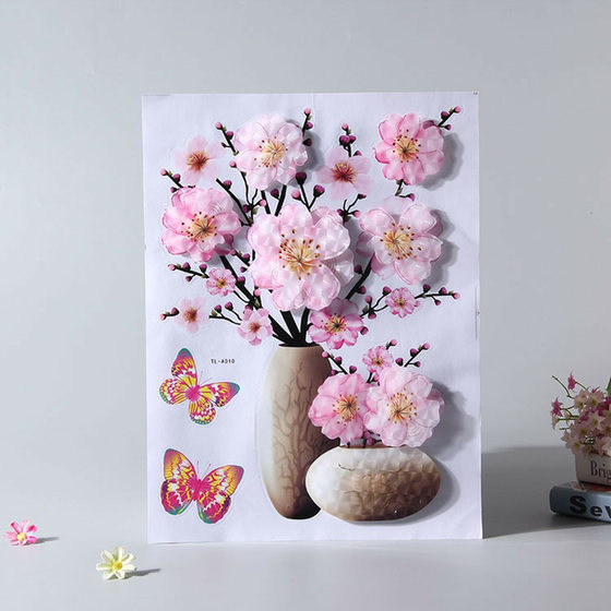 3D simulation vase bedroom room wall three-dimensional bronzing decorative wall stickers Amazon foreign trade Wholesale