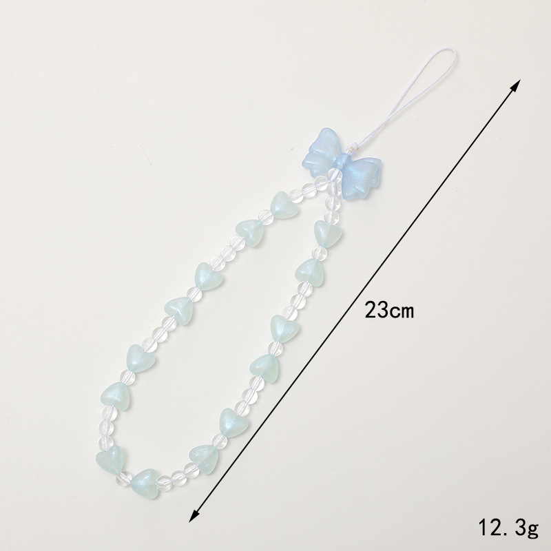 New mermaid princess bow love beaded mobile phone chain phone case pendant short small fresh wrist strap