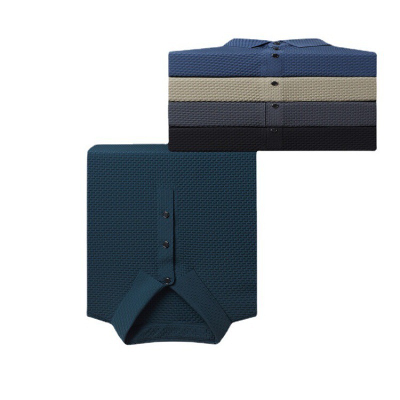 2023 Summer New Ice Silk Polo Shirt Men's Slim-fit Fashion Casual Breathable Thin Business Solid Color Short-sleeved Men's Trendy