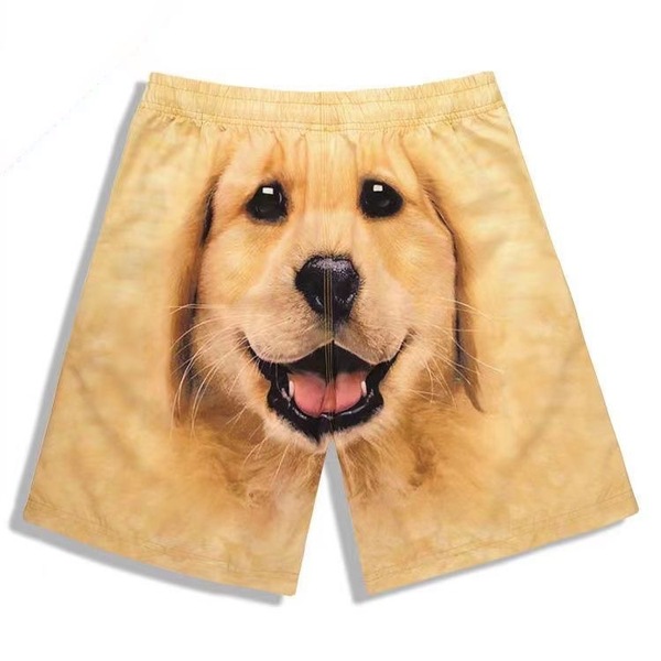 Summer new five-point golden retriever men's home casual beach pants European and American fashion couple printed shorts fashion Image