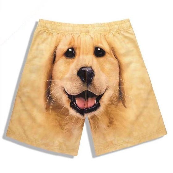 Summer new five-point golden retriever men's home casual beach pants European and American fashion couple printed shorts fashion