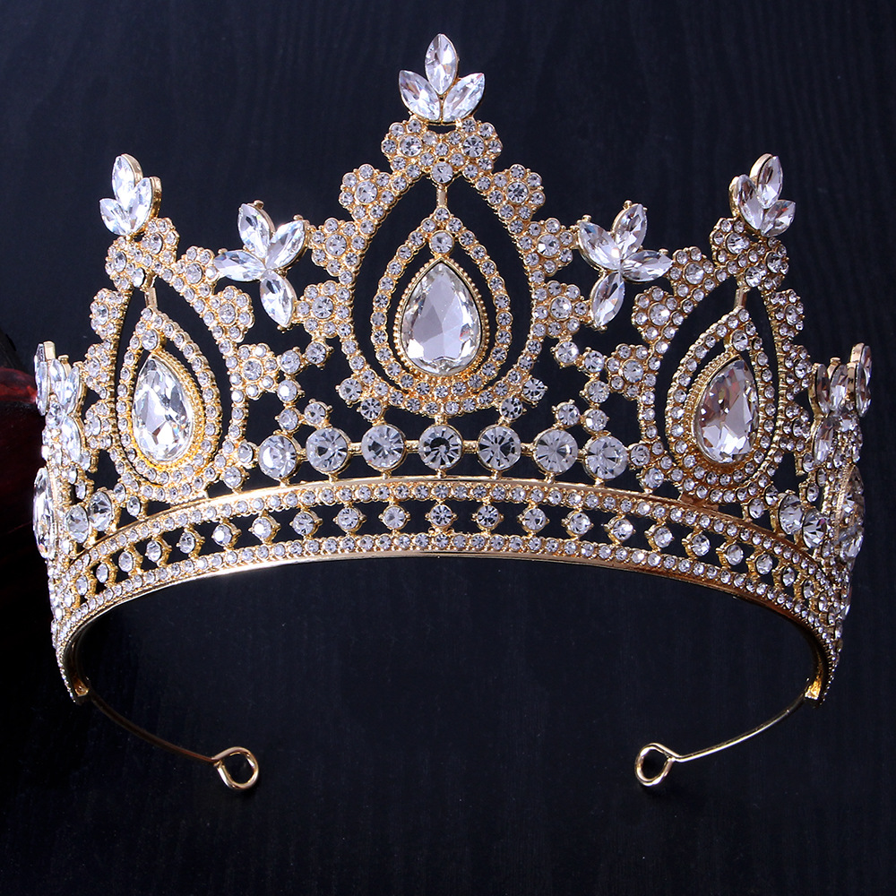 Amazon European and American cross-border hot sale bridal crown Baroque color wedding vintage alloy holiday crown headdress