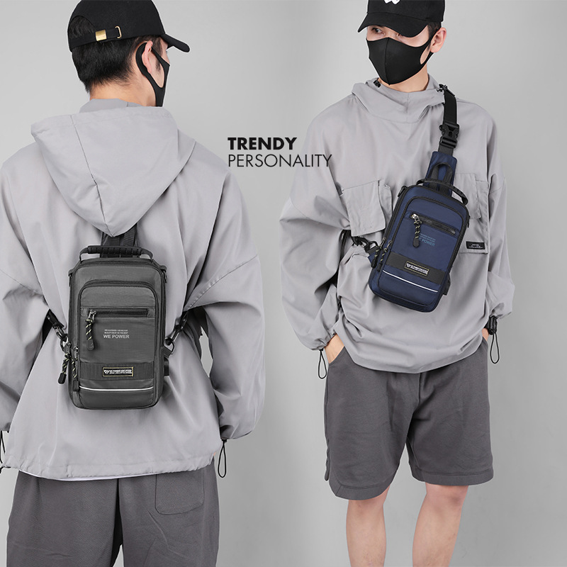 New Men's Chest Bag Outdoor Functional Crossbody Bag European and American Trend Shoulder Bag Multi-functional Small Backpack for Cross-Border