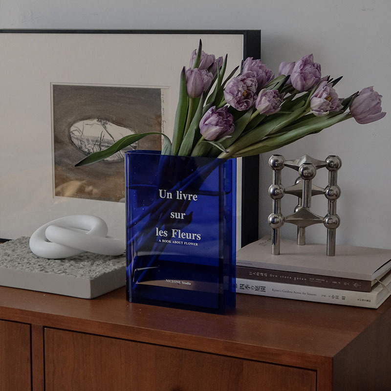 Influencer INS book acrylic vase flower pot home decor item living room home decoration book desktop accessory
