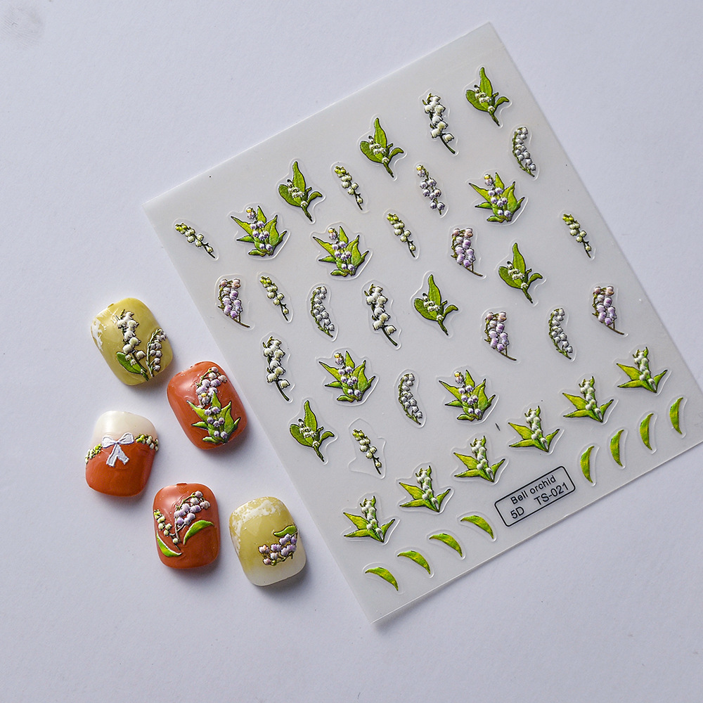 New craft three-dimensional Campanula nail stickers 5D waterproof relief Linglan nail stickers decorative decals jewelry