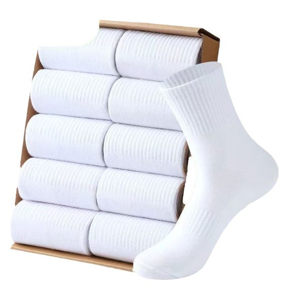 Summer solid color Joker black and white men's and women's sports high stockings simple cotton soft men's socks Zhuji socks wholesale