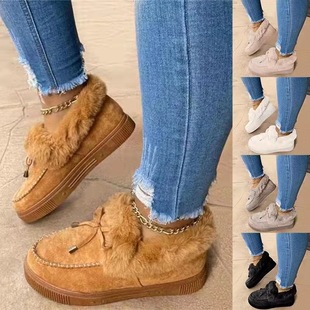 2020 Autumn and Winter New Flat Suede Plush Pedal Snow Boots Warm Non-slip Women's Fleece-lined Thick Cotton Shoes