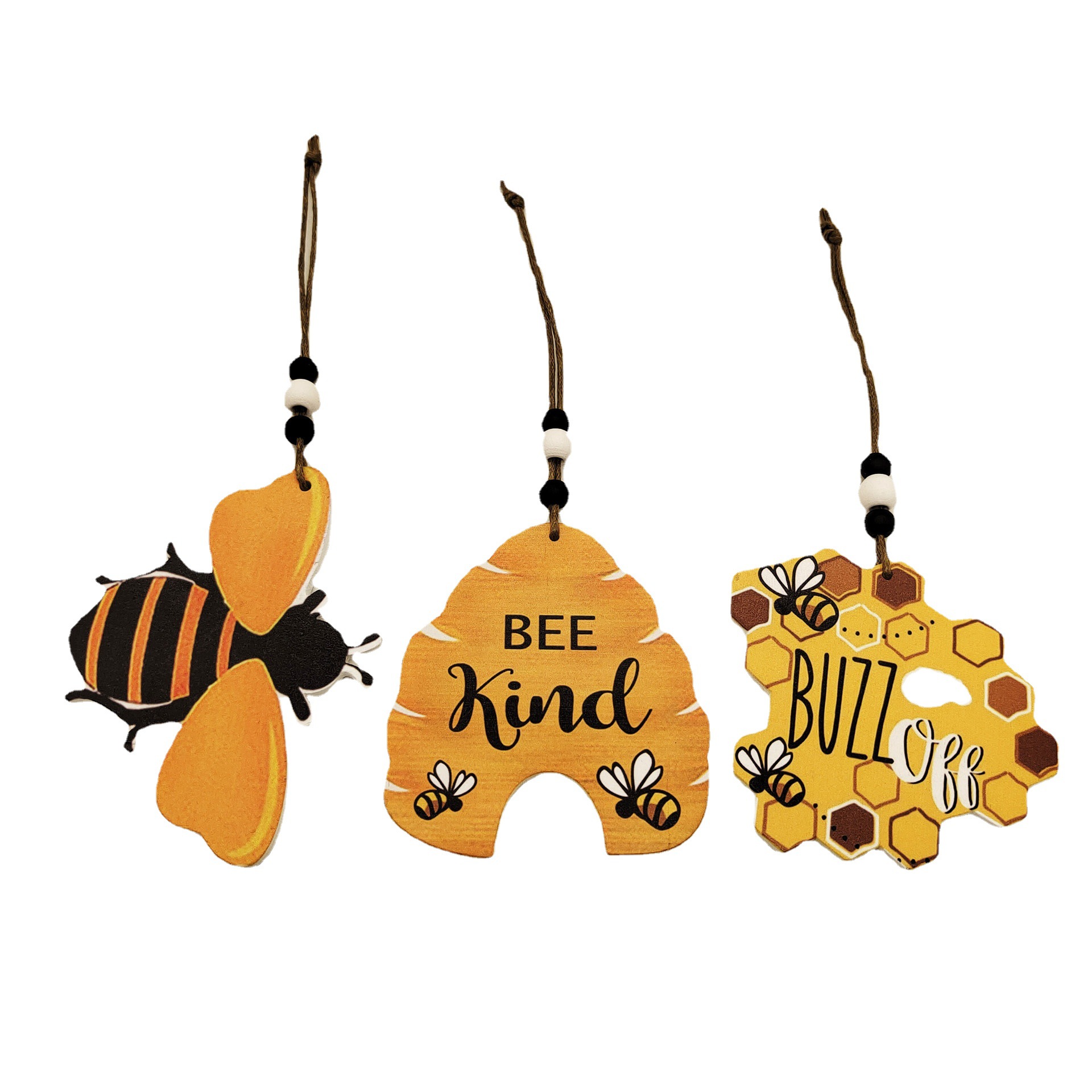 New Bee Easter Wooden Crafts Pendant Creative Pastoral Style Wooden Bee Hive Decorations