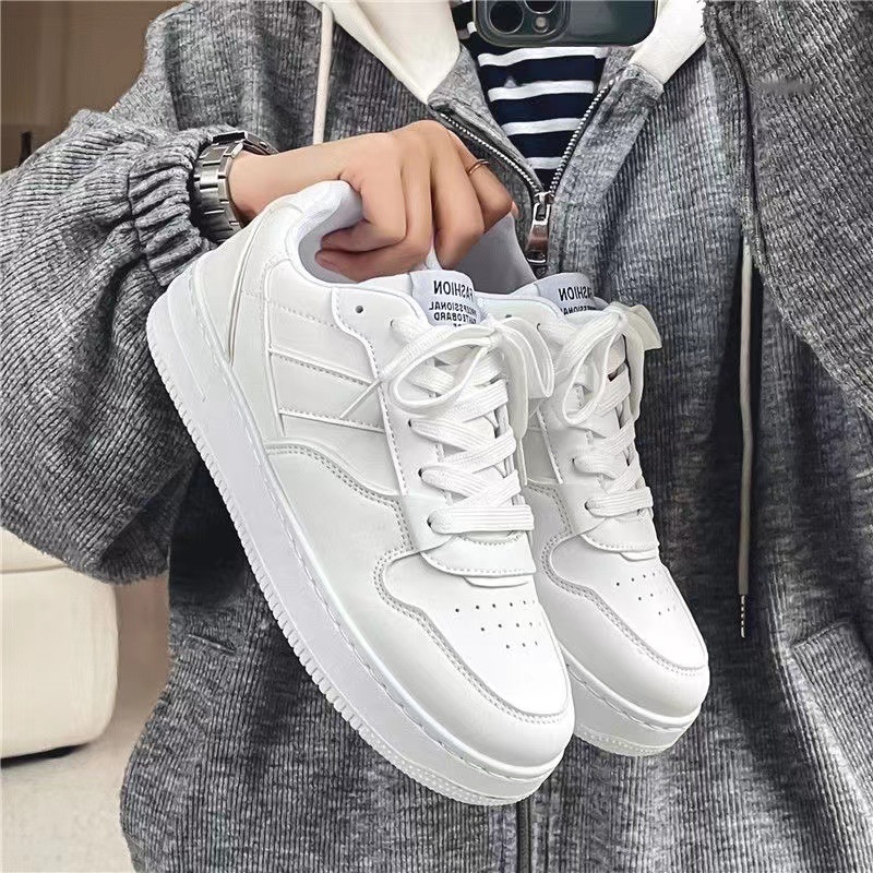Spring and Autumn breathable Men's shoes trendy versatile youth sports casual sneakers non-slip hidden height increasing white shoes men's