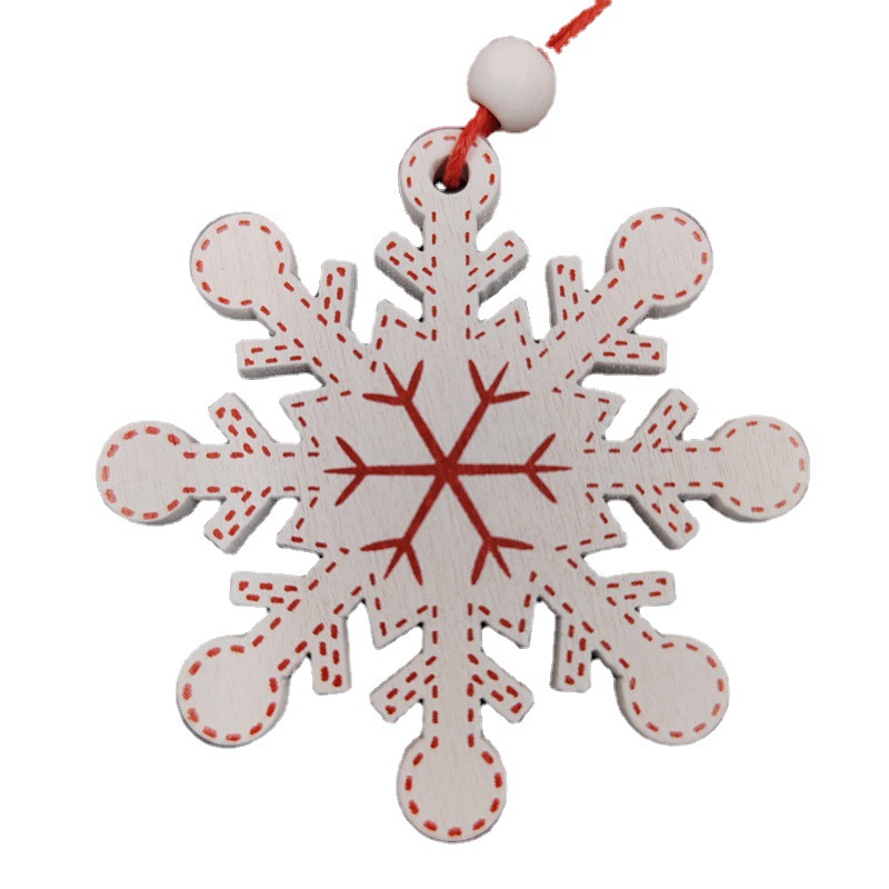 Bulk wooden 6cm Christmas snowflake Christmas Tree Festival ornaments two-color color printing decorations accessories