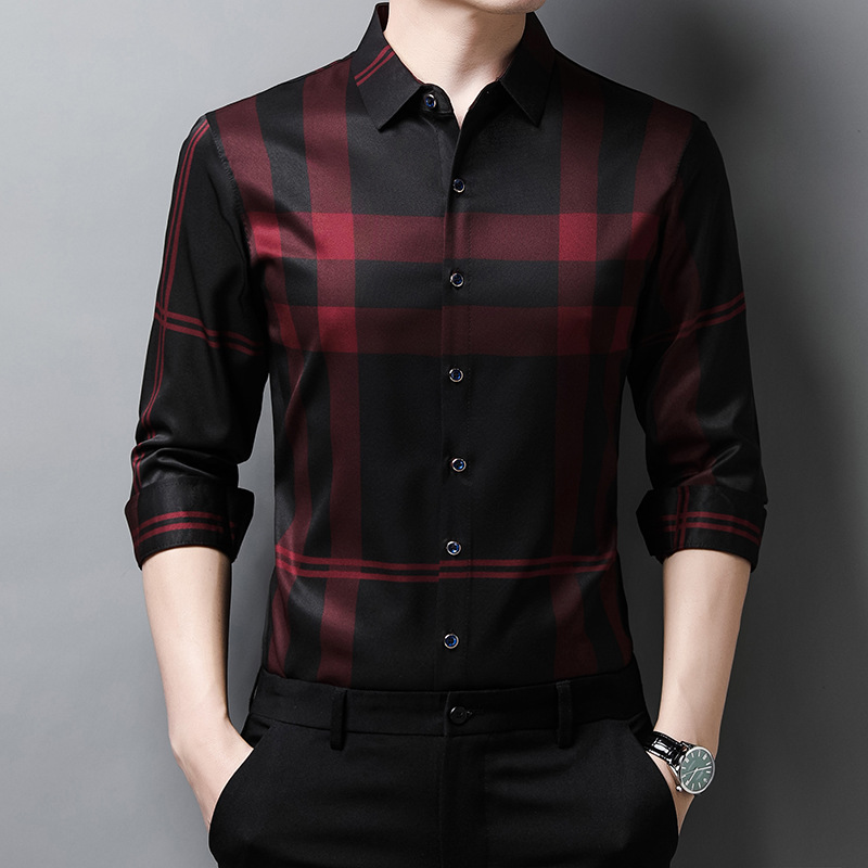 [Factory direct] 2022 Spring and Autumn Men's Long Sleeve Shirt Young and Middle-aged Leisure Fashion Breathable Striped Shirt