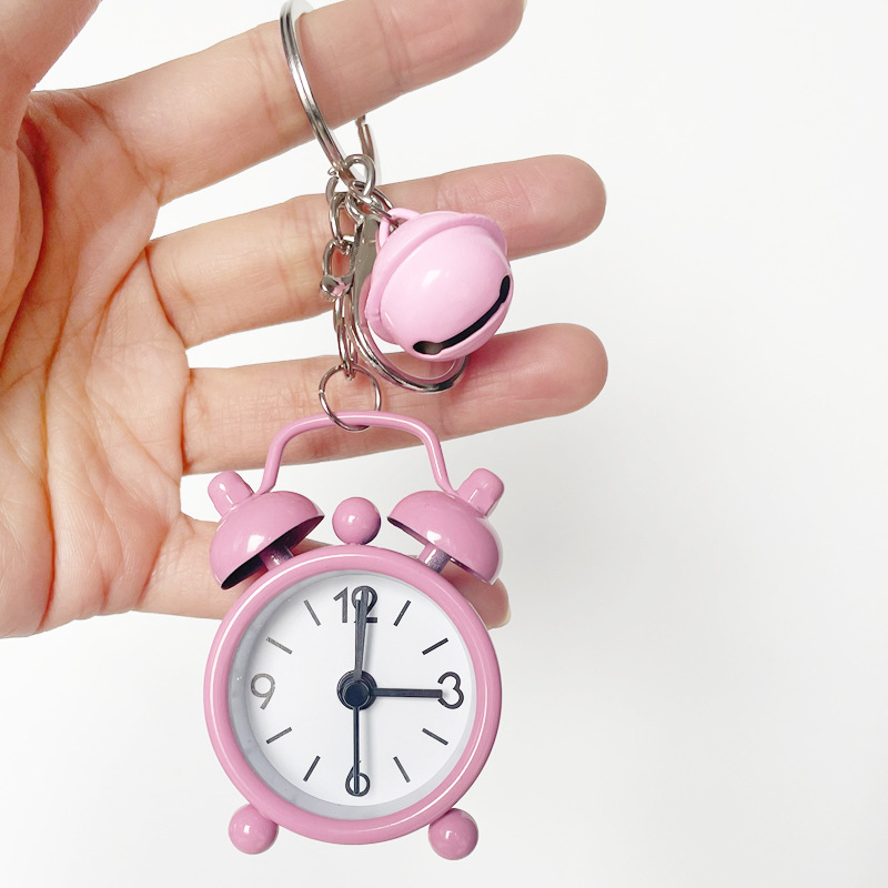Metal Mini Small Alarm Clock Keychain Car Pendant Children's Student Bag Pendant Small Gift Decoration Gift