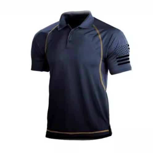 Summer Men's Polo Shirt T-shirt Outdoor Tactical Loose Lag Short-sleeved Sweatshirt Trendy Men