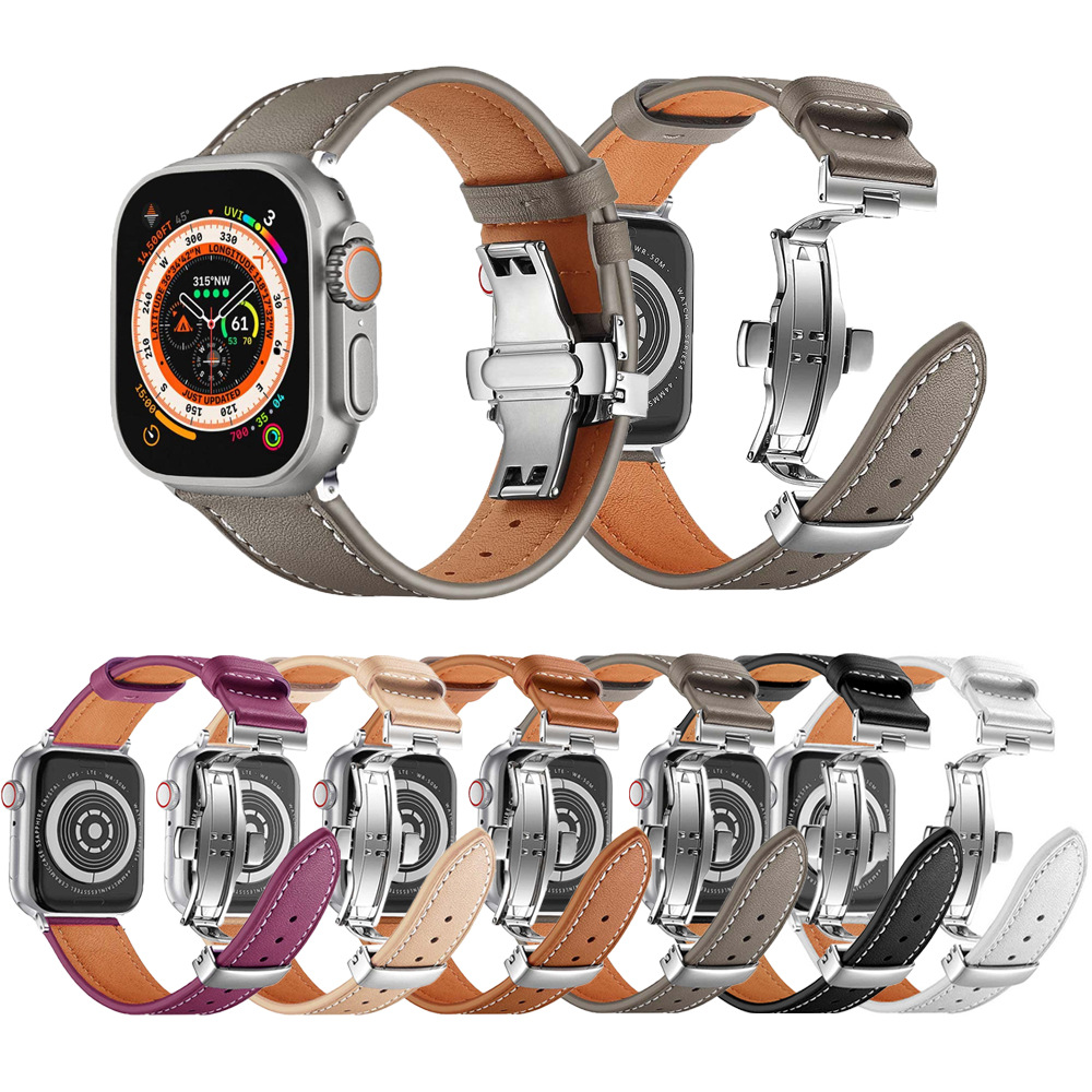 For Apple Watch Genuine Leather Strap Apple Watch Genuine Leather Butterfly Lap Leather Ultra Strap