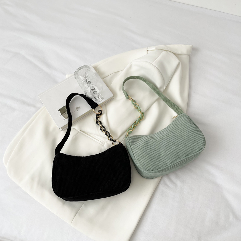 Corduroy solid color underarm bag 2024 Korean version of simple literary dumpling bag foreign trade explosions women's bag a generation of hair