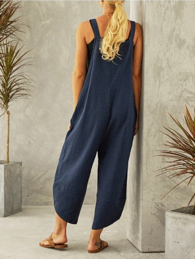 2023 Amazon eBay AliExpress wish European and American Women's Solid Color Casual Cropped Overalls