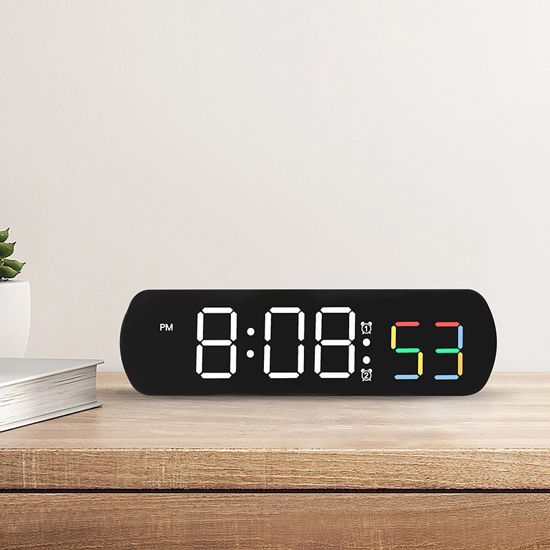 Simple electronic clock creative multifunctional LED alarm clock temperature jump second display positive countdown bedside clock 6639