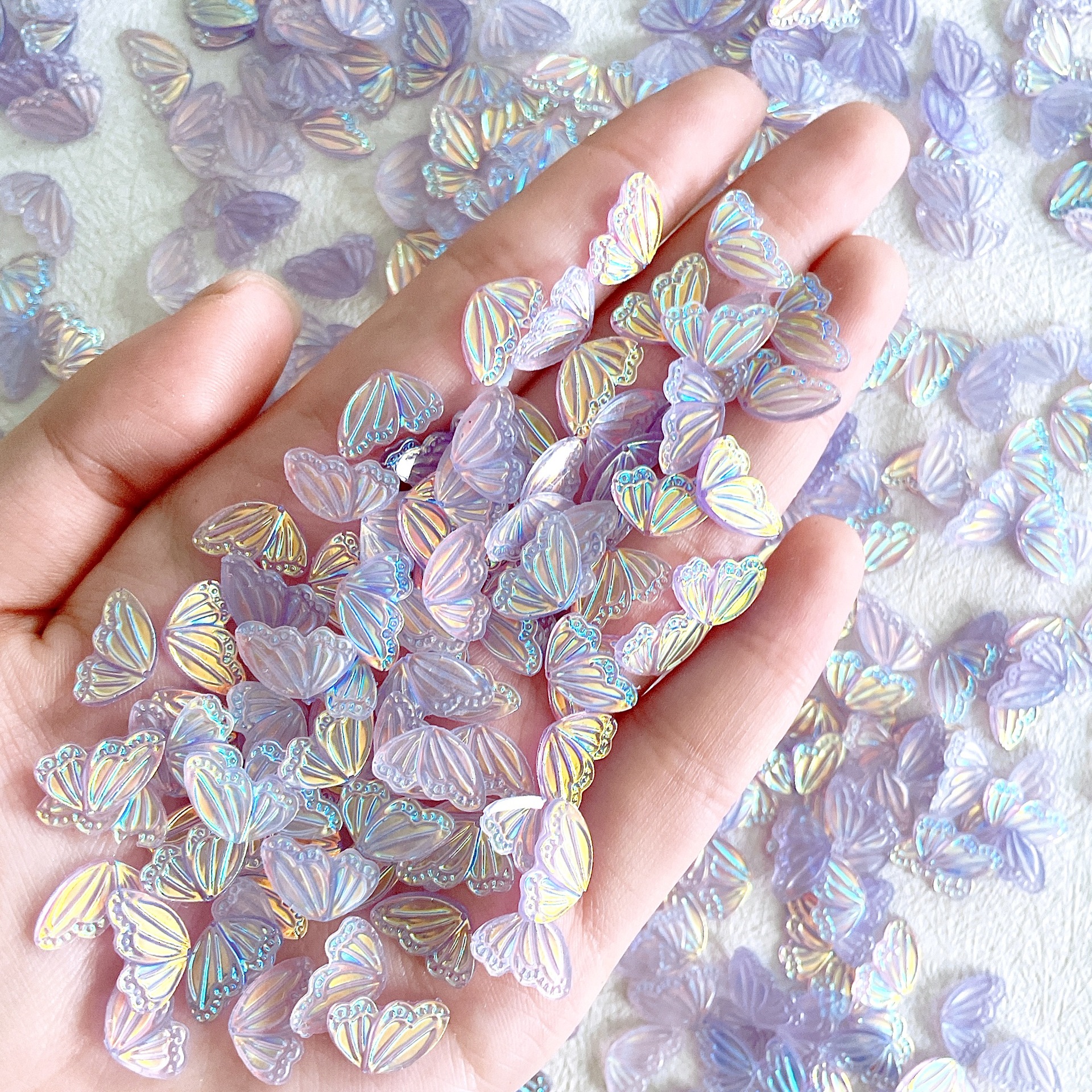 Cross-border Hot Butterfly Half-winged Nail Art Jewelry Aurora Colorful Fairy Wings DIY Phone Case Earrings Accessories