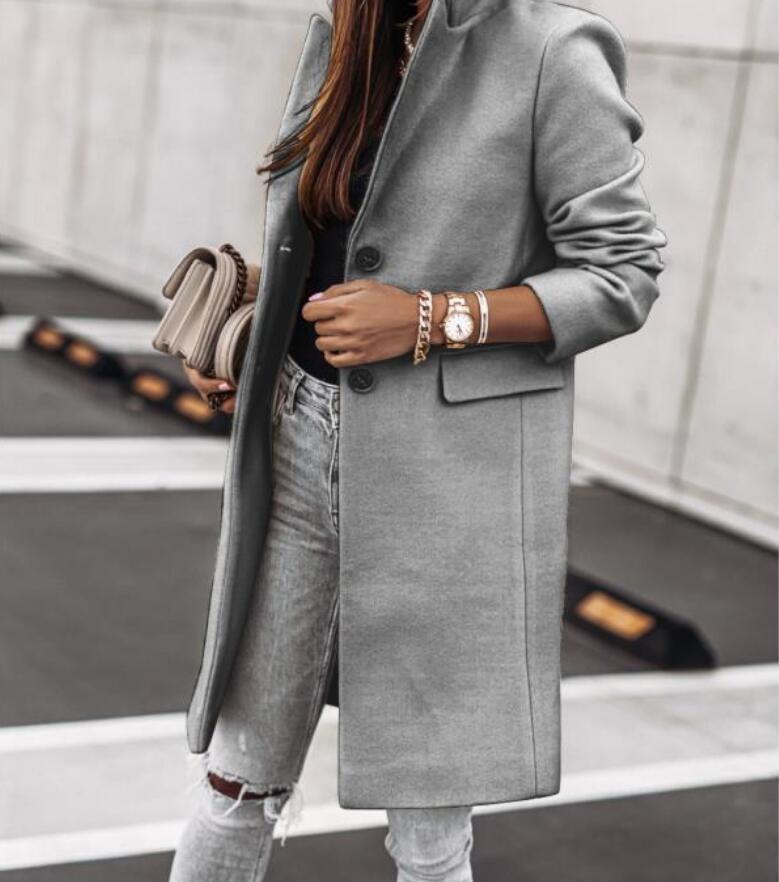 2023 Independent station wish Amazon new autumn and winter fashion casual long sleeve button tweed coat coat women's clothing