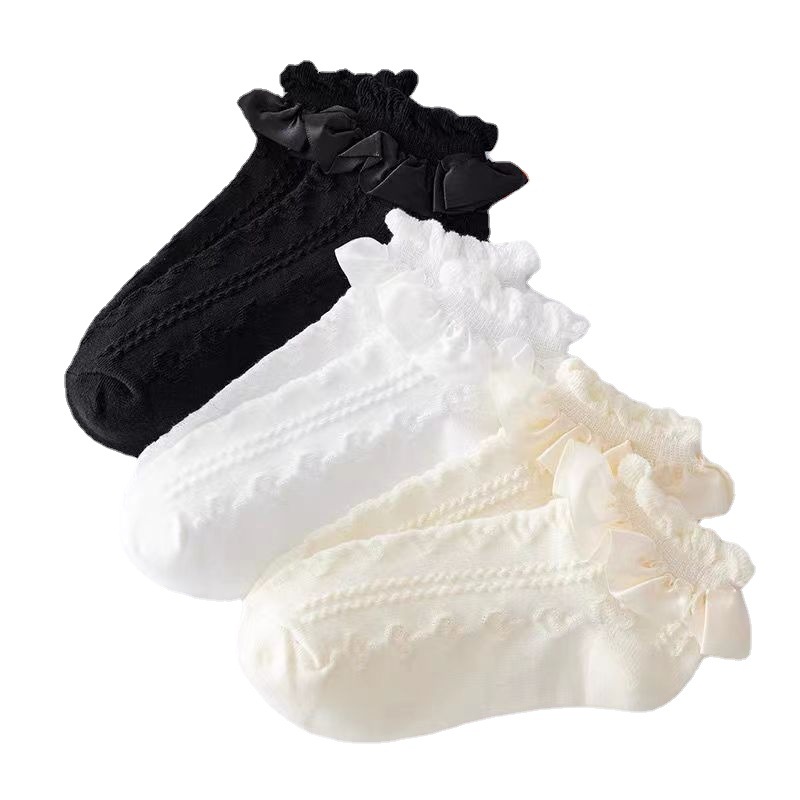 Women's Socks Summer Thin Lolita Socks Bubble Lace JK Short Socks Japanese Sweet Princess Cotton Socks Mesh Breathable