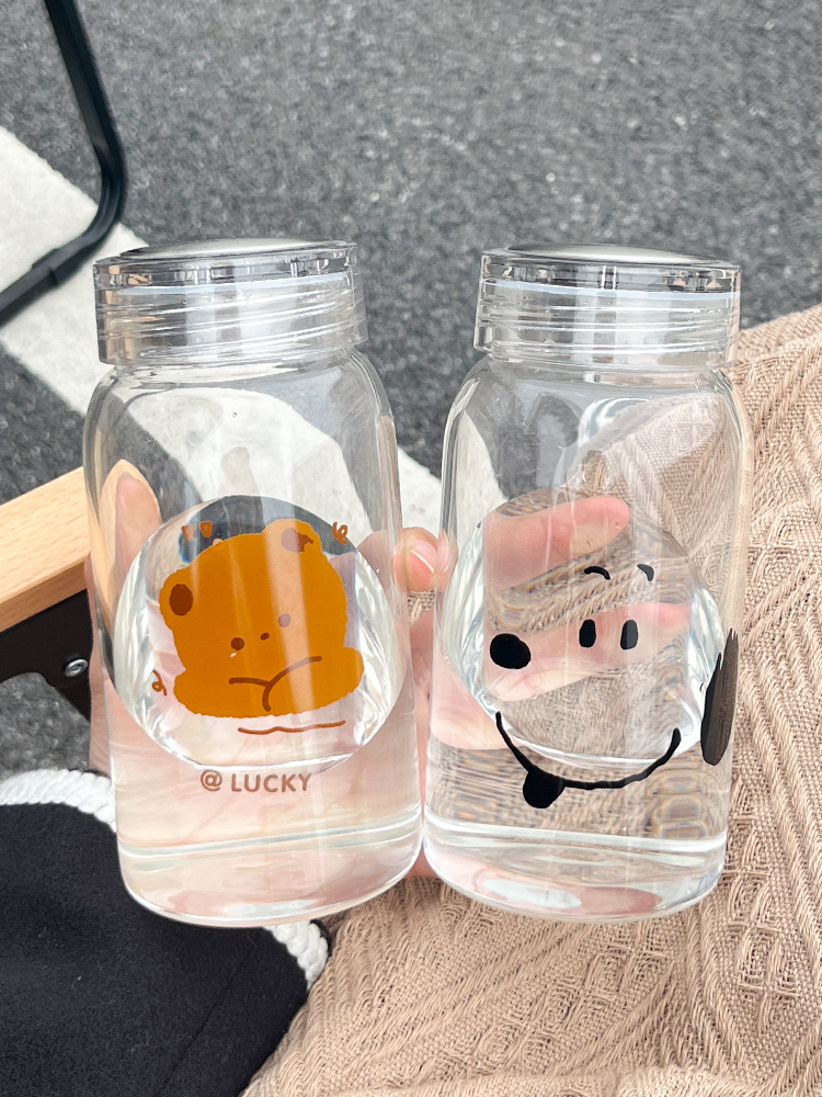 2022 New Summer Cyber Celebrity Glass for Girls Portable Milk Coffee Juice Breakfast Cup Office Water Cup