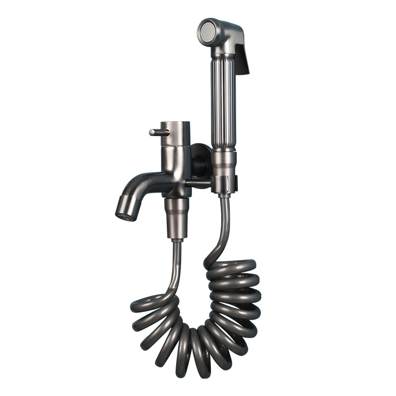 All copper mop pool faucet single cooling faucet with spray gun multi-functional balcony extended open neck mop wall type
