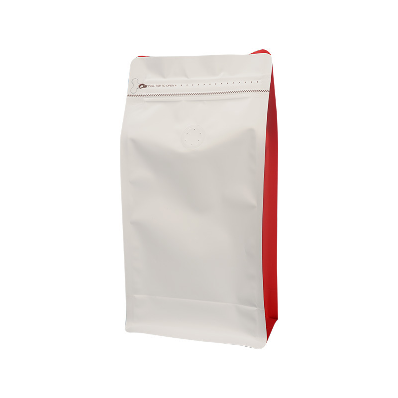 Universal color eight-side seal self-supporting coffee bean packaging bag one-way exhaust valve aluminum foil coffee bag in stock wholesale