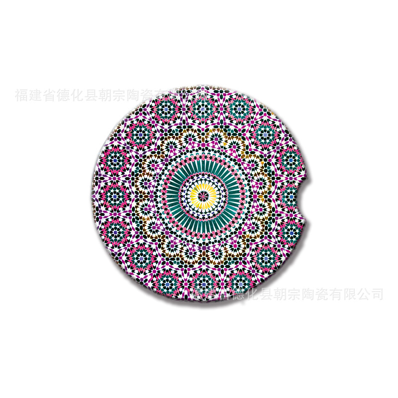 Cross-border Amazon creative car round coaster LOGO insulation Cork absorbent coaster source manufacturer